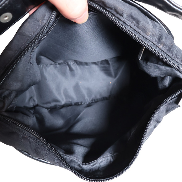 ETRO Black Hobo Purse Shoulder Bag Monogram Canvas w/ Patent Leather Strap Italy - Picture 7 of 9